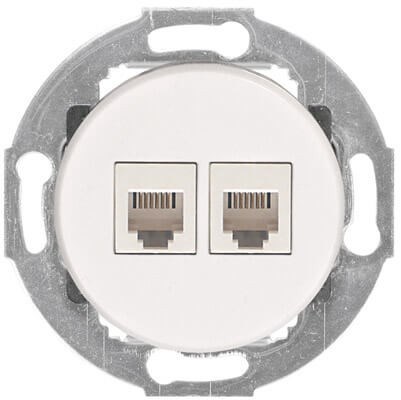 Розетка комп. двойная 2хRJ-45 cat.5e, Белый, серия Vintage, LK Studio 886204-1