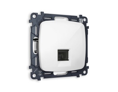 MO112010 Комплект механизма компьютерной розетки OMEGA Белый глянец RJ-45(8P8C) CAT6 с шторкой QUANT (OP1120, VM188), AMBRELLA VOLT, MO112010 - фото 107305