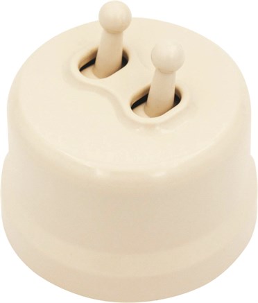 Выключатель тумблерный, двойной, пластик, ваниль, Jantera, JRE.0T02.PG03 - фото 110411