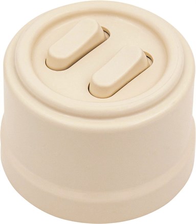 Кнопка клавишная, звонковая, двойная,  пластик, ваниль, Jantera, JCA.PK52.PG03 - фото 110440