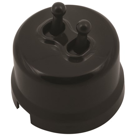 Кнопка тумблерная, звонковая, двойная, пластик, черный, Jantera, JRE.PT52.PG01 - фото 110448