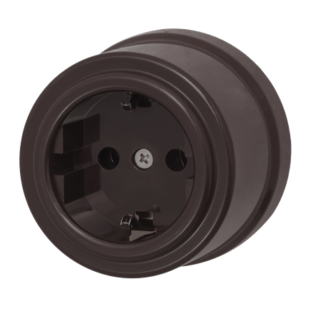 Розетка 1-местная, 220B, Schuco, евростандарт, пластик, коричневый, Jantera, JNO.1L61.PG02 - фото 110473