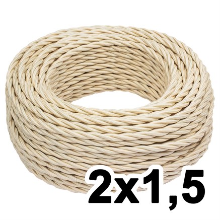 Витой провод двухжильный, 2х1.5, 220В, 20 м, ваниль, Jantera, JTW.721.TM03.020 - фото 110654