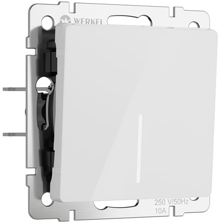 Выключатель одноклавишный с подсветкой (белый акрил) W1110141 - фото 110854