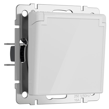 Розетка влагозащ. с зазем. с защит. крышкой и шторками (белый акрил) W1171241 - фото 110926