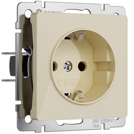 Розетка с заземлением (айвори акрил) W1171043 - фото 111019