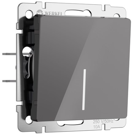 Выключатель одноклавишный с подсветкой (графит акрил) W1110144 - фото 111155