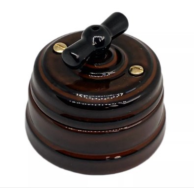 Ретро выключатель/переключатель фарфоровый поворотный проходной одноклавишный, цвет - петровский гранит, серия «МезонинЪ» GE70404-46 - фото 111244