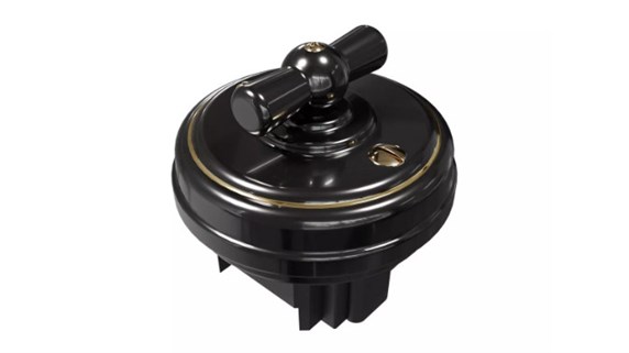 Ретро выключатель/переключатель фарфоровый поворотный проходной одноклавишный, без подъемной рамки. Цвет - золото на черном. Серия «МезонинЪ» GE70404-53k - фото 111256