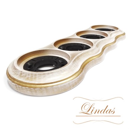 Рамка на бревно 4-х местная, Белый/золото Lindas 25966 - фото 111326