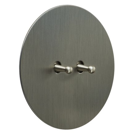 Выключатель 2х-тумблерный проходной, никель, Salvador, EU010101A02