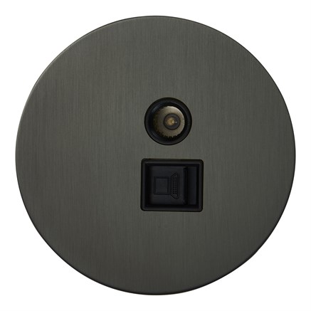 Розетка ТВ+компьютерная RJ45, антрацит, Salvador, EU020108 - фото 111489