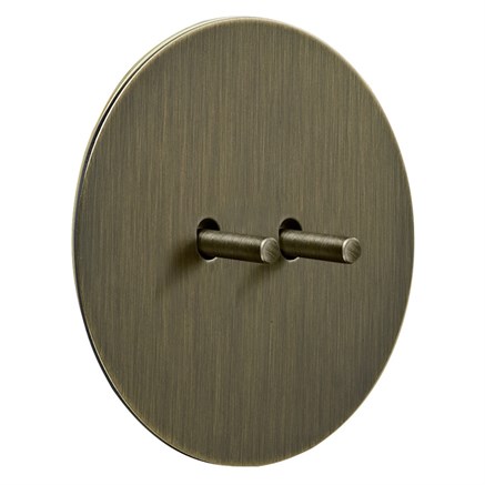 Выключатель 2-х тумблерный, проходной, бронза, Salvador, EU030103B02