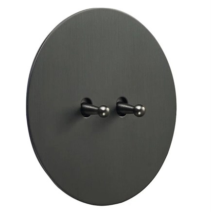 Выключатель 2х-тумблерный проходной, антрацит, Salvador, EU020102A02