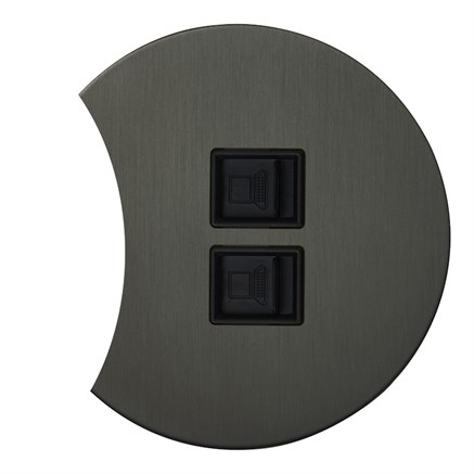 Двойная комп. розетка RJ45, антрацит, Salvador, EU020207 - фото 111560