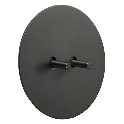 Выключатель 2х-тумблерный проходной, антрацит, Salvador, EU020102B02 - фото 111623