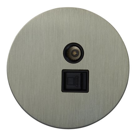 Розетка ТВ + компьютерная RJ45, никель, Salvador, EU010108 - фото 111649