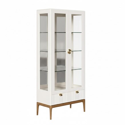 Сервант стекл.c зеркалом (бока стеклянные) BR603W White, Алетан - фото 119893