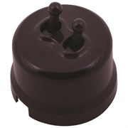 Кнопка тумблерная, звонковая, двойная, пластик, коричневый, Jantera, JRE.PT52.PG02