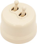 Кнопка тумблерная, звонковая, двойная, пластик, ваниль, Jantera, JRE.PT52.PG03