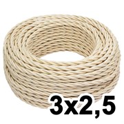 Витой провод трехжильный, 3х2.5, 220В, 50м, ваниль, Jantera, JTW.732.TM03.050