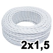 Витой провод двухжильный, 2х1.5, 220В, 20 м, белый, Jantera, JTW.721.TM00.020