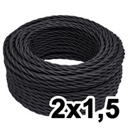 Витой провод двухжильный, 2х1.5, 220В, 20 м, черный, Jantera, JTW.721.TM01.020