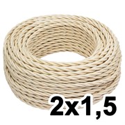 Витой провод двухжильный, 2х1.5, 220В, 10 м, ваниль, Jantera, JTW.721.TM03.010
