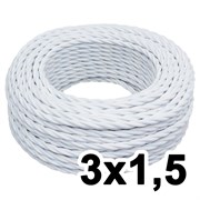 Витой провод трехжильный, 3х1.5, 220В, 20м, белый, Jantera,  JTW.731.TM00.020