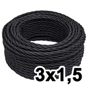Витой провод трехжильный, 3х1.5, 220В, 20м, черный, Jantera, JTW.731.TM01.020