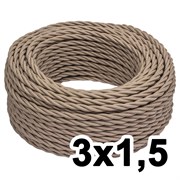 Витой провод трехжильный, 3х1.5, 220В, 20м, амбра, Jantera, JTW.731.TM06.020
