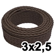 Витой провод трехжильный, 3х2.5, 220В, 20м, коричневый, Jantera, JTW.732.TM02.020