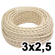 Витой провод трехжильный, 3х2.5, 220В, 20м, ваниль, Jantera, JTW.732.TM03.020