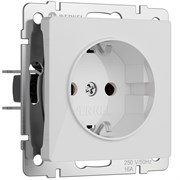 Розетка с заземлением и шторками (белый акрил) W1171141