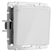 Розетка влагозащ. с зазем. с защит. крышкой и шторками (белый акрил) W1171241