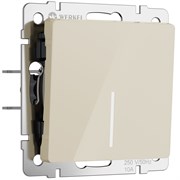 Выключатель одноклавишный проходной с подсветкой (айвори акрил) W1112143