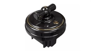 Ретро выключатель/переключатель фарфоровый поворотный проходной одноклавишный, без подъемной рамки. Цвет - золото на черном. Серия «МезонинЪ» GE70404-53k