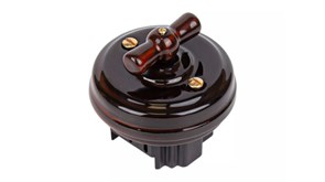 Выключатель фарфоровый поворотный проходной, без подъемной рамки, цвет - петровский гранит GE70404-46k