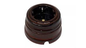 Ретро розетка фарфоровая с заземляющим контактом, цвет - Петровский гранит, серия «МезонинЪ» GE70301-46