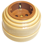 Розетка ретро керамическая с заземлением Горчица, Leanza Весна РГЗ