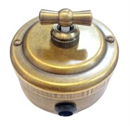 Перекрёстный переключатель ретро поворотный 1 кл. "Бронза" VINTAGE-BRASS 30301-1