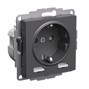 Базальт Розетка 16А с 2 USB A+A, 5В/2,4А, 2х5В/1,2А, механизм Systeme Electric AtlasDesign ATN001430