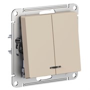 Песочный Выключатель 2-клавишный с подсветкой, сх.5а, 10АХ, мех. Systeme Electric AtlasDesign ATN001253
