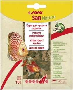 Корм для рыб основной в хлопьях Sera SAN NATURE 10 г. (пакетик) (улучшает окраску) - фото 20877