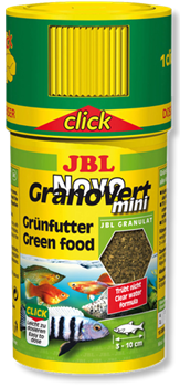 JBL NovoGranoVert mini CLICK - Основной корм для растительноядных аквариумных рыб и креветок, 100 мл (40 г) - фото 25154