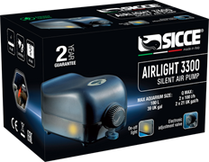 Компрессор Sicce AIRlight 3300, 200л/ч, двухканальный с регулятором подачи воздуха /аквариумы до 180 л./
